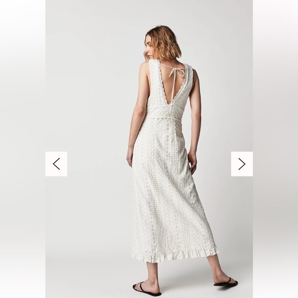 NEW Free People Running Through My Mind Midi Ivory Floral Eyelet Dress L - Picture 4 of 15